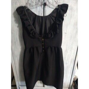 Camilyn Beth Ruffled Knee Length Dress Size 8 Black Cottage Core Boho Feminine